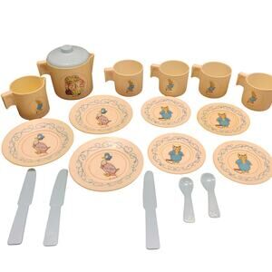 Vintage Peter Rabbit Toy Tea Set 1983 by Bluebird England Imported Very Rare